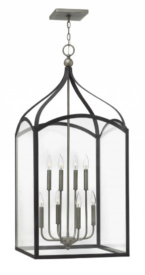 Foto para 60w Foyer Clarendon CAND Clear Aged Zinc Two Tier Foyer