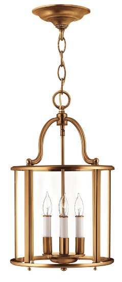 Picture of 60w Foyer Gentry CAND Clear Rounded Panels Heirloom Brass Single Tier Foyer