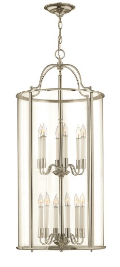 Picture of 60w Foyer Gentry CAND Clear Rounded Panels Polished Nickel Two Tier Foyer