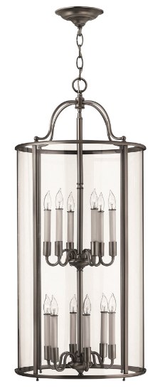 Picture of 60w Foyer Gentry CAND Clear Rounded Panels Pewter Two Tier Foyer