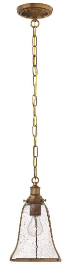 Picture of 100w Mini-Pendant Marlowe MED Clear Seedy Heritage Brass