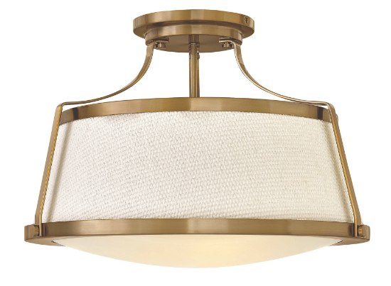 Foto para 100w Foyer Charlotte MED Etched Opal Brushed Caramel Semi Flush Mount