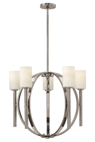 Foto para 100w Chandelier Margeaux MED Etched Opal Polished Nickel Stem Hung