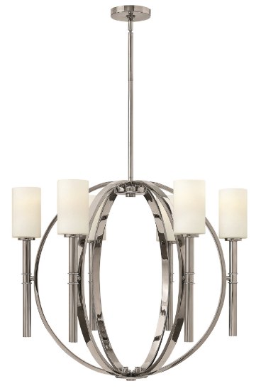 Picture of 100w Chandelier Margeaux MED Etched Opal Polished Nickel Stem Hung