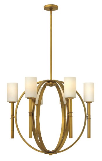 Foto para 100w Chandelier Margeaux MED Etched Opal Vintage Brass Stem Hung