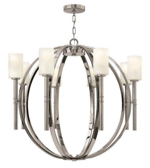 Foto para 100w Chandelier Margeaux MED Etched Opal Polished Nickel Stem Hung