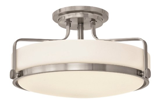 Foto para 48w Foyer Harper LED Etched Opal Brushed Nickel Semi Flush Mount