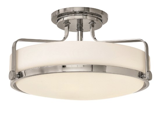 Foto para 100w Foyer Harper MED Etched Opal Chrome Semi Flush Mount