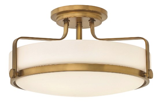 Picture of 100w Foyer Harper MED Etched Opal Heritage Brass Semi Flush Mount