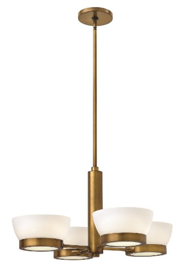 Foto para 60w Chandelier Mercer CAND Etched Opal Heritage Brass Single Tier Foyer