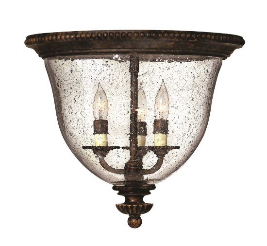 Foto para 40w Foyer Rockford CAND Clear Seedy Hurricane Forum Bronze Flush Mount