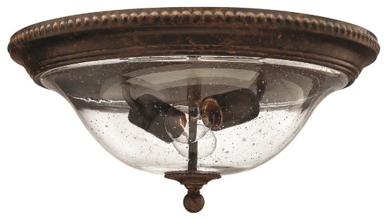 Foto para 60w Foyer Rockford MED Clear Seedy Hurricane Forum Bronze Flush Mount