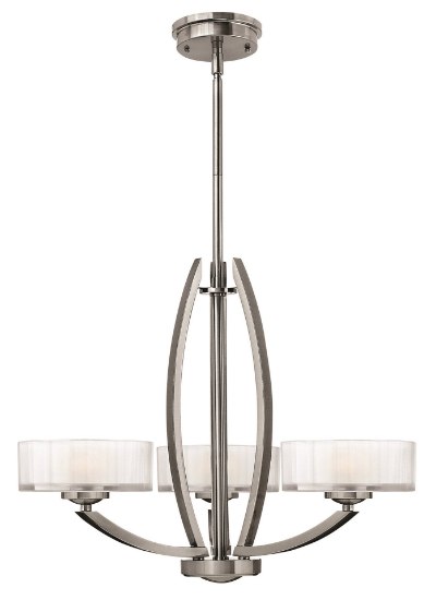 Picture of 60w Chandelier Meridian G-9 Thick Faceted Clear Inside Etched Brushed Nickel Three Light