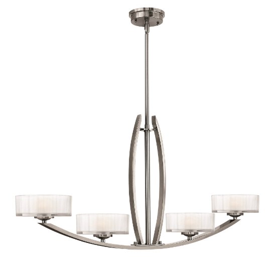 Picture of 60w Chandelier Meridian G-9 Thick Faceted Clear Inside Etched Brushed Nickel Stem Hung Linear