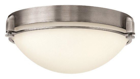 Foto para 60w Foyer Logan MED Etched Opal Antique Nickel Flush Mount