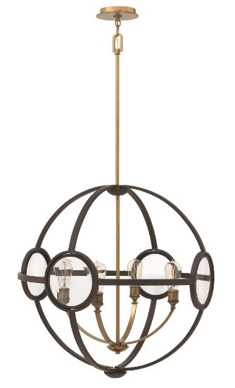 Foto para 100w Chandelier Fulham MED Clear Beveled Buckeye Bronze Single Tier