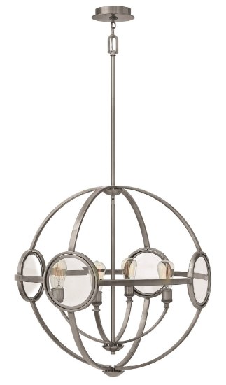 Foto para 100w Chandelier Fulham MED Clear Beveled Polished Antique Nickel Single Tier