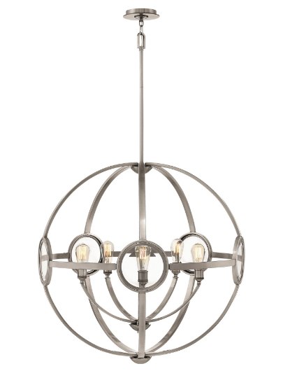 Foto para 100w Chandelier Fulham MED Clear Beveled Polished Antique Nickel Single Tier