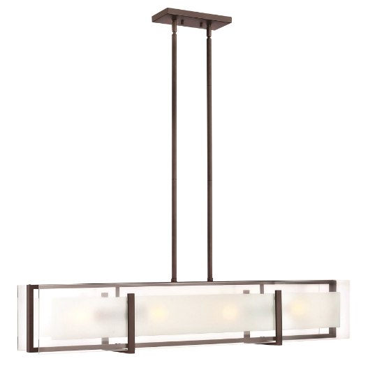 Picture of 100w Chandelier Latitude MED Clear Beveled Inside-Etched Oil Rubbed Bronze Stem Hung Linear