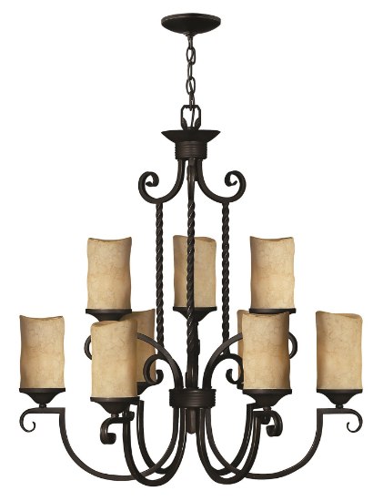 Picture of 100w Chandelier Casa MED Antique Scavo Olde Black Two Tier Foyer