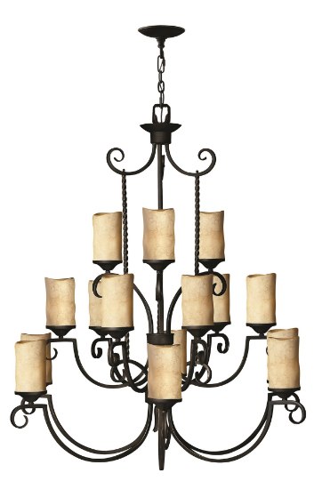 Picture of 60w Chandelier Casa MED Antique Scavo Olde Black Three Tier