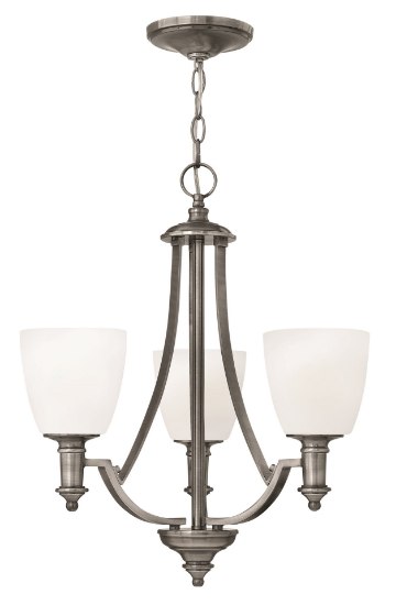 Foto para 100w Chandelier Truman MED Etched Opal Antique Nickel Three Light