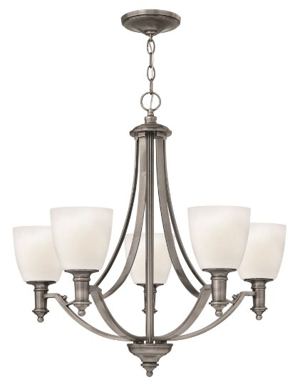 Picture of 100w Chandelier Truman MED Etched Opal Antique Nickel Single Tier