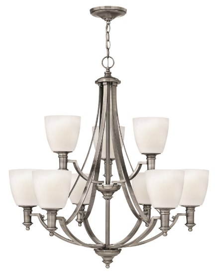 Picture of 100w Chandelier Truman MED Etched Opal Antique Nickel Two Tier Foyer