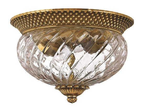 Picture of 60w Bath Plantation MED Clear Optic Burnished Brass Flush Mount