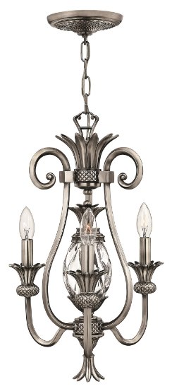 Picture of 60w Chandelier Plantation CAND Clear Optic Polished Antique Nickel Three Light