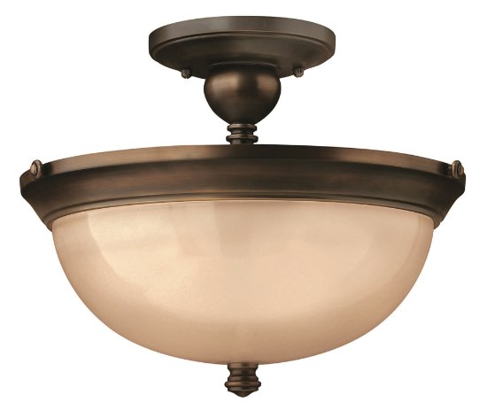 Foto para 75w Foyer Mayflower MED Inside Etched Amber Olde Bronze Semi-flush Mount