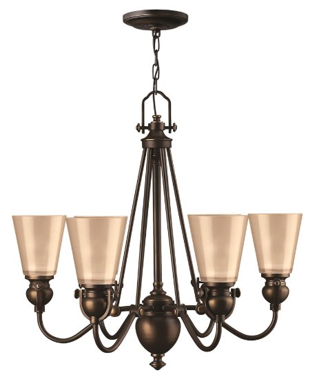 Picture of 100w Chandelier Mayflower MED Inside Etched Amber Olde Bronze Single Tier Foyer