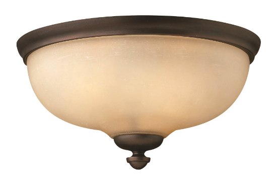 Picture of 60w Foyer Thistledown MED Amber Linen Victorian Bronze Flush Mount