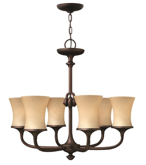 Picture of 100w Chandelier Thistledown MED Amber Linen Victorian Bronze Single Tier Foyer