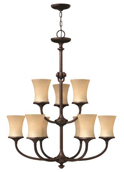 Foto para 75w Chandelier Thistledown MED Amber Linen Victorian Bronze Two Tier Foyer