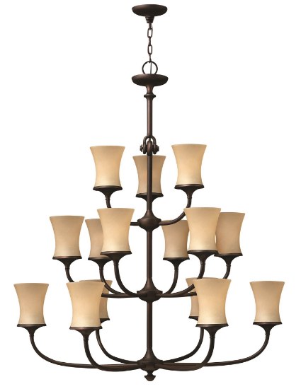 Picture of 60w Chandelier Thistledown MED Amber Linen Victorian Bronze Three Tier Foyer