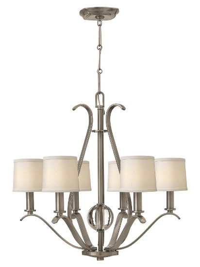 Foto para 60w Chandelier Clara CAND Etched Opal Brushed Nickel Single Tier Foyer