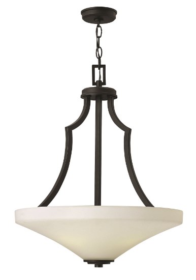 Foto para 100w Foyer Spencer MED Etched Opal Textured Black Inverted Pendant