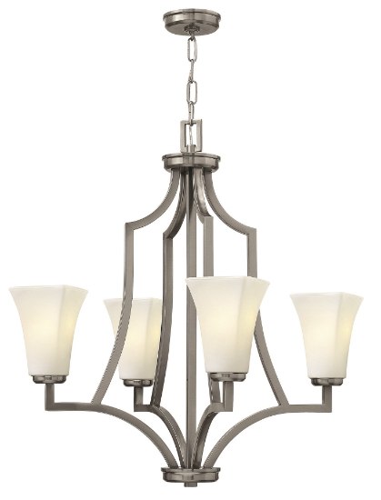 Picture of 100w Chandelier Spencer MED Etched Opal Brushed Nickel Single Tier