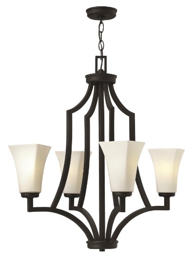 Picture of 100w Chandelier Spencer MED Etched Opal Textured Black Single Tier