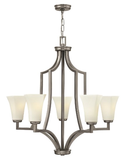 Picture of 100w Chandelier Spencer MED Etched Opal Brushed Nickel Single Tier