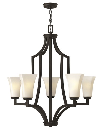 Picture of 100w Chandelier Spencer MED Etched Opal Textured Black Single Tier