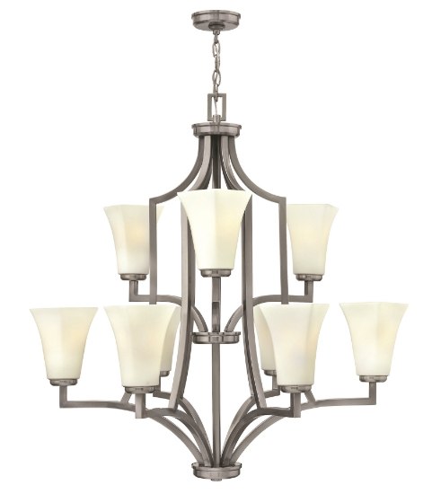 Picture of 100w Chandelier Spencer MED Etched Opal Brushed Nickel Two Tier Foyer