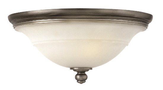 Foto para 60w Foyer Plymouth MED Etched Opal Polished Antique Nickel Flush Mount