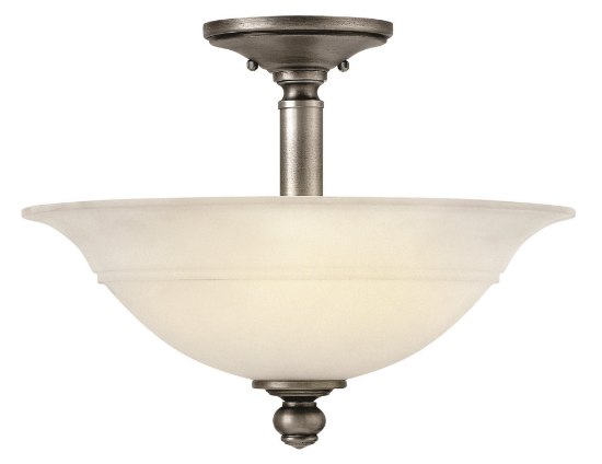 Foto para 75w Foyer Plymouth MED Etched Opal Polished Antique Nickel Semi-flush Mount