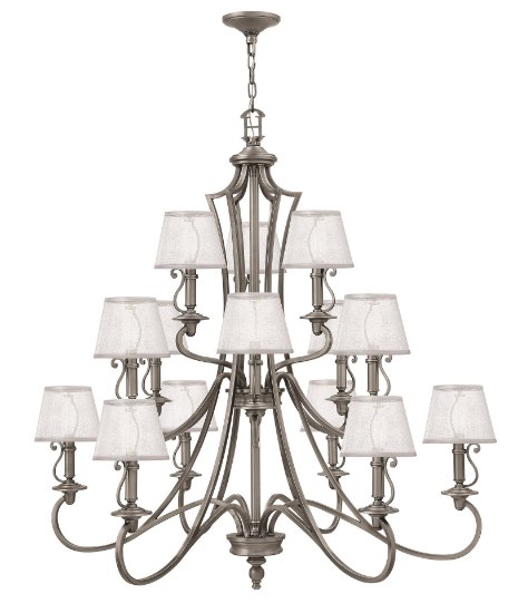 Picture of 40w Chandelier Plymouth CAND Polished Antique Nickel Three Tier Foyer