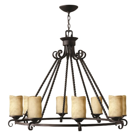 Picture of 100w Chandelier Casa MED Antique Scavo Olde Black Single Tier Foyer