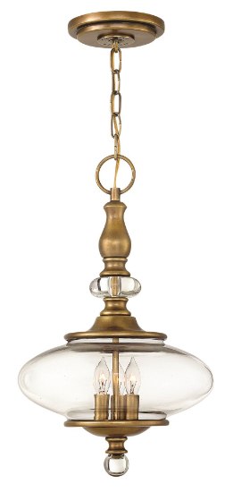 Foto para 60w Chandelier Wexley CAND Clear Heritage Brass Single Tier