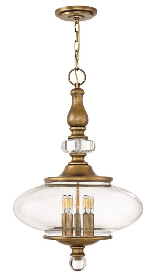 Foto para 60w Chandelier Wexley CAND Clear Heritage Brass Single Tier