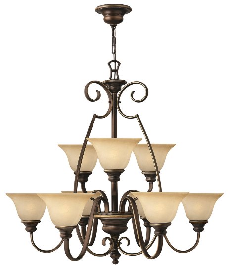 Foto para 100w Chandelier Cello MED Vintage Faux Alabaster Antique Bronze Two Tier Foyer